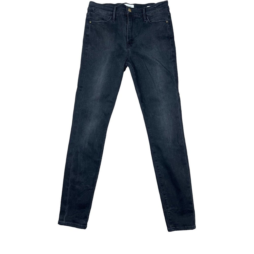 Frame Le High Skinny in Vian Black Size 27